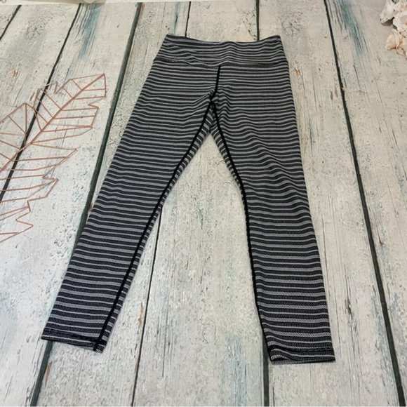 Zyia 4 black white striped leggings herringbone activewear yoga running stretch - Picture 2 of 8